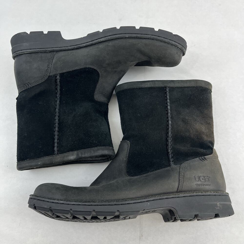 UGG Foerster Waterproof Winter Boots Men’s 9.5 Black Leather Suede 1007796